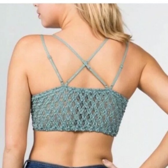 SALE Sandstone Crochet Lace Scalloped Double Strap Bra - Picture 4 of 4